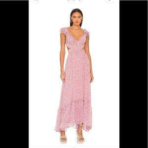 Primrose Floral Strappy Back Maxi Dress - Dark fuchsia medium